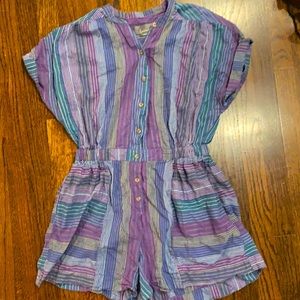 Anthropologie cinched waist button front romper